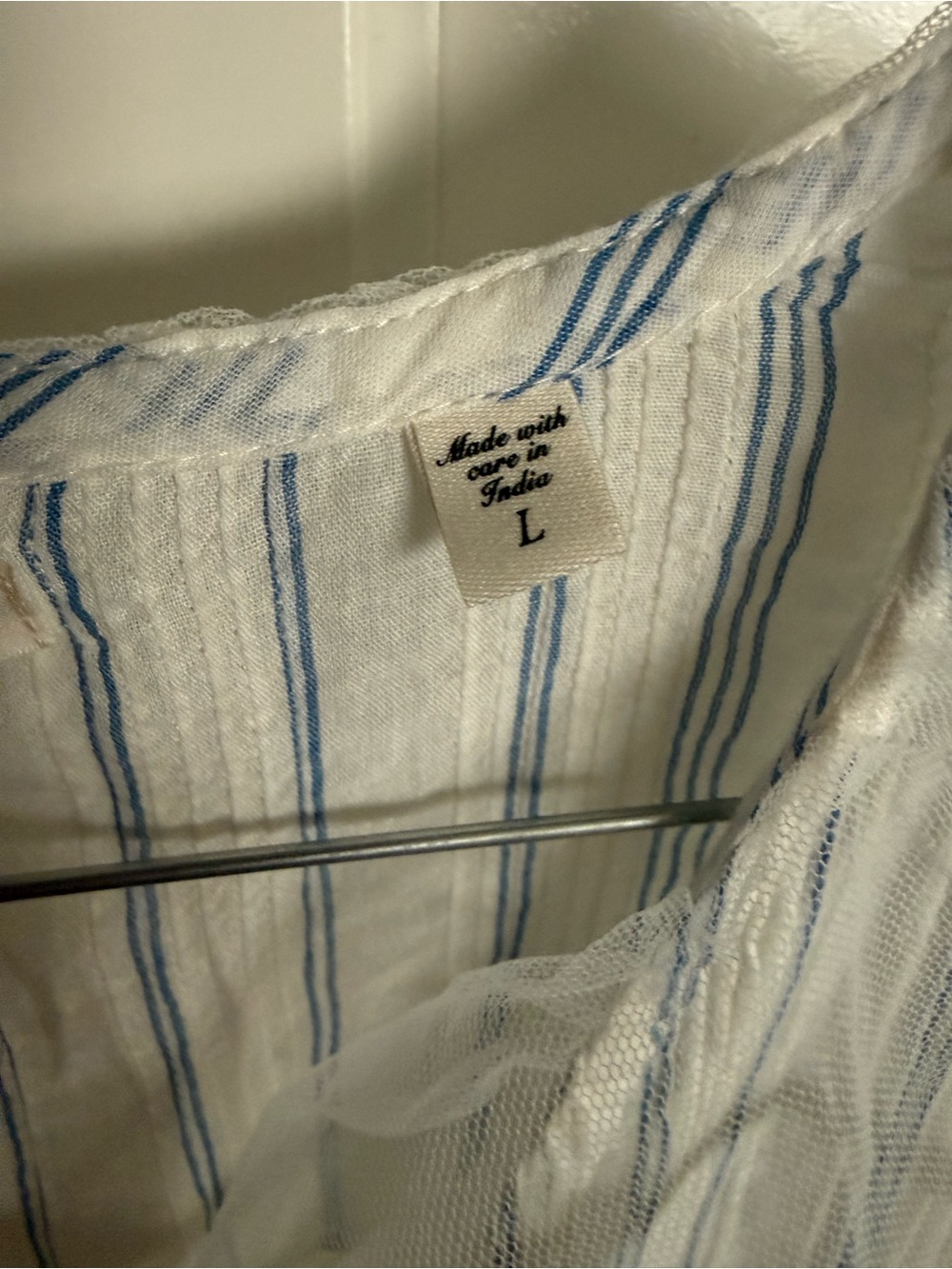 Doen Henri Saint Aurelie Stripe Ruffle Blouse NWT SZ. Large FIRM PRICE - Picture 7 of 11